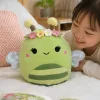A cute fabric children's toy gift featuring a green bee plush doll with a garland on its head and silver wings details Picture